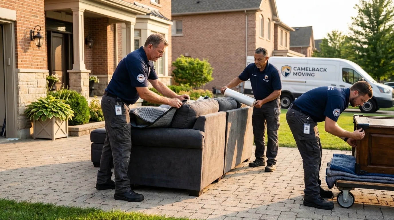 Large estate moving crew wrapping furniture in Los Alamos, CA